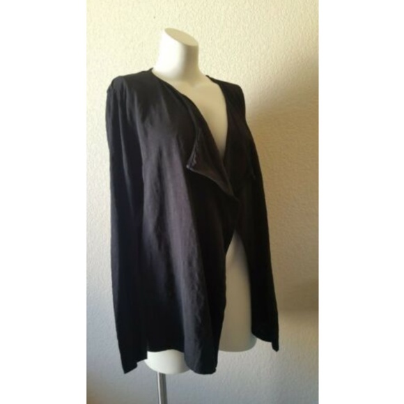 MOD-O-DOC Draped Knit Open Front Cardigan Sweater Black L New - Picture 2 of 6
